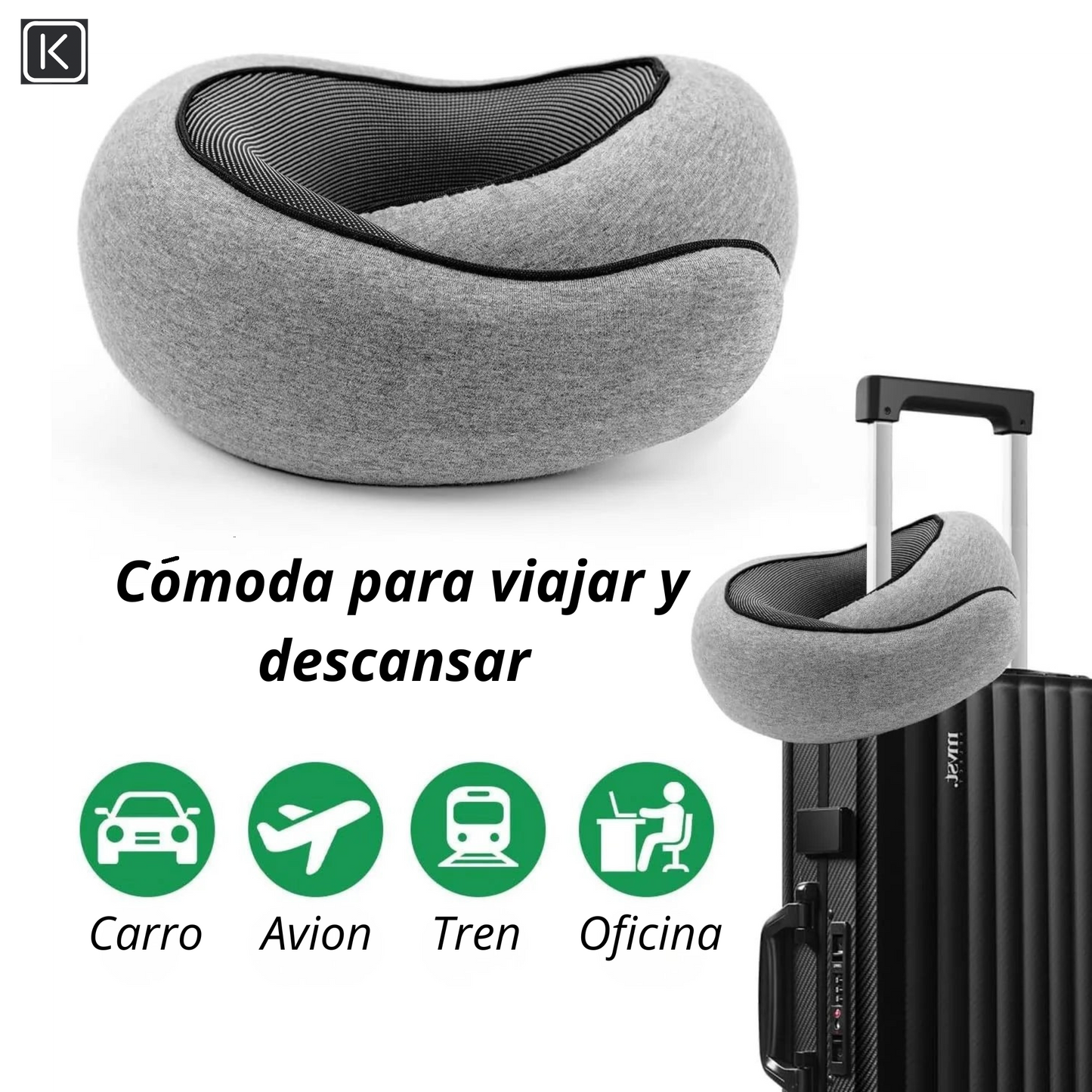 Kelvani Comfort 360™ – Almohada Ergonómica de Viaje